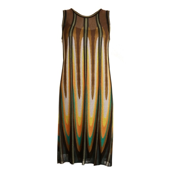 LUISA CERANO Dresses & Skirts - LUISA CERANO Knitted Panelled Cover Up Dress in Multi Color Small Fun Beach Club